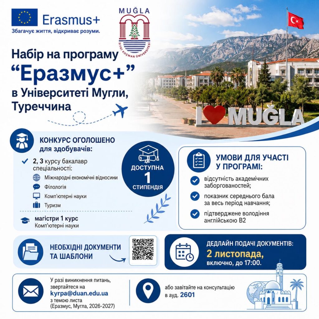 Набір на програму “Еразмус+” в Університеті Мугли, Туреччина